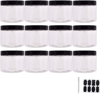 zmybcpack 16 oz Plastic Jars with Lids, Extra Labels, 1 Pen, Clear PET Seal Jar for Food Storage,Wide Opening Storage jar For Dry Food, Peanut, Powder, Kitchen & Craft Storage