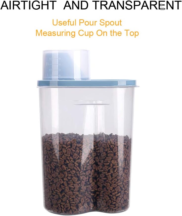 2 Pack 2lb/2.5L Pet Food Storage Container with Measuring Cup, Can Covers and Bowl for Small Dog, Cat, Waterproof-BPA Free