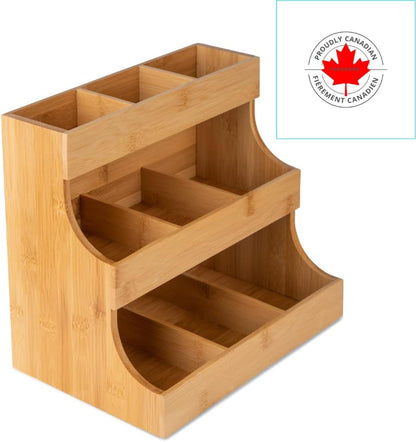 Theodore Tea Bag Organizer – Wooden Tea Organizer and Storage for Home, Kitchen, Office – 180 Tea Bag Holder - Vertical Display Tea Box. Also for Coffee Pods, Sugar, Sweeteners and Creamers.