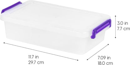 IRIS USA 6 Qt. Plastic Craft Storage Container Bins with Lids, Small Art & Office Supply Organizer Tote, Sensory Bins & Boxes for Home & University, Stackable, Secure Latch Buckles, Clear