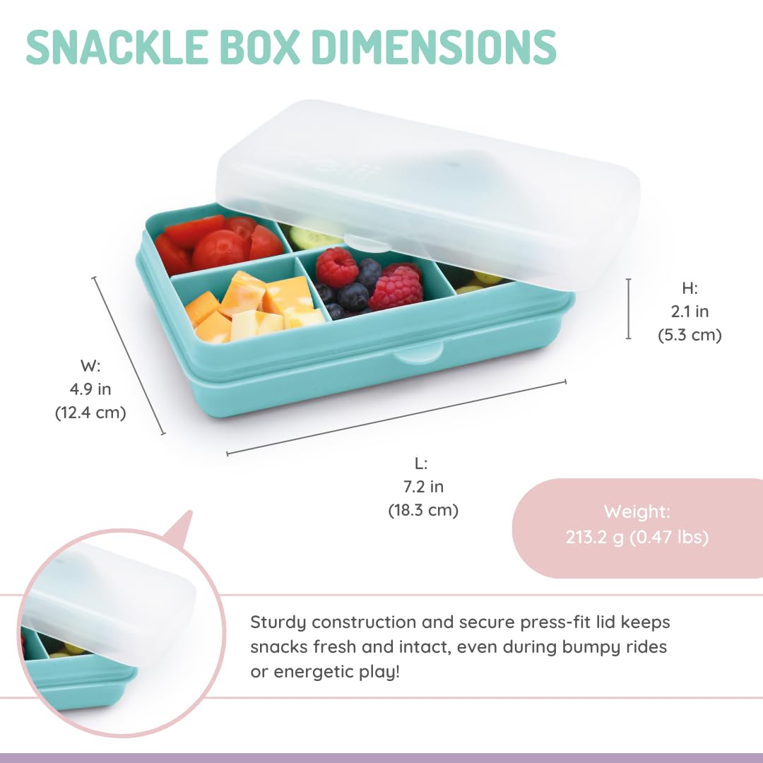 melii Snackle Box | 6-Compartment Divided Snack Container, BPA-Free Food Storage with Removable Dividers for School, Travel & On-the-Go Snacking Purple Cat
