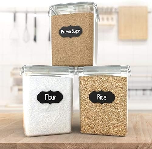 Simply Gourmet Airtight Food Storage Containers with Lids – 7 Piece Assorted Size Kitchen Pantry Organization Set, BPA-Free Clear Plastic, Stackable Containers for Cereal, Flour, Sugar, Rice, Snacks