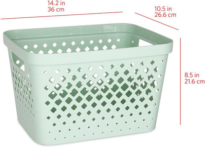 Glad Plastic Baskets for Organizing, Set of 6 | Pantry Storage for Under Counter, Linen Closet, and Bathroom | Nesting Shelf Bins with Handles, 1 Gallon, Grey