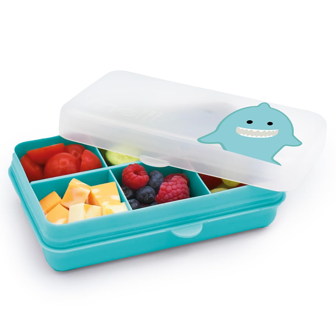melii Snackle Box | 6-Compartment Divided Snack Container, BPA-Free Food Storage with Removable Dividers for School, Travel & On-the-Go Snacking Purple Cat