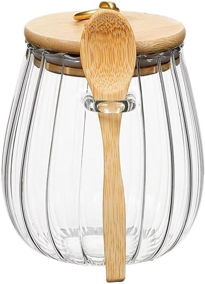 CNWSGEM Sugar Bowls Sugar Container 25.36 FL OZ Glass Coffee Canister Airtight Food Storage Jar with Lid and Spoon Candy Jar Coffee Bar Accessories Storage Beans Powder (Conical)