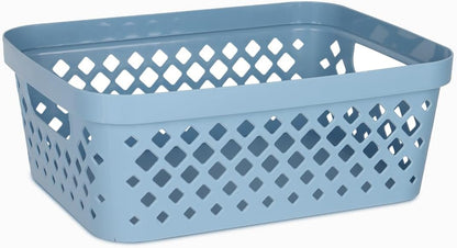 Glad Plastic Baskets for Organizing, Set of 6 | Pantry Storage for Under Counter, Linen Closet, and Bathroom | Nesting Shelf Bins with Handles, 1 Gallon, Grey