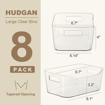 Hudgan 12 Pack Pantry Storage Bins for Kitchen Cabinet, Clear Plastic Organizer Bins for Bathroom, Pantry Organizer Containers for Home Edit, Drawer, Under Sink, Fridge