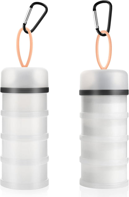 Accmor Protein Powder Container to Go with Funnels Stand, 4 Compartments Stackable Protein Powder Dispenser for Workout, Fitness, Travel