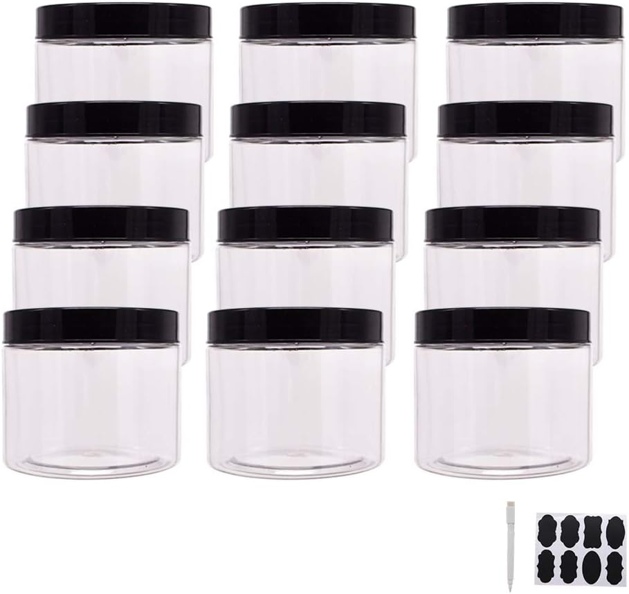 zmybcpack 16 oz Plastic Jars with Lids, Extra Labels, 1 Pen, Clear PET Seal Jar for Food Storage,Wide Opening Storage jar For Dry Food, Peanut, Powder, Kitchen & Craft Storage