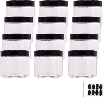 zmybcpack 16 oz Plastic Jars with Lids, Extra Labels, 1 Pen, Clear PET Seal Jar for Food Storage,Wide Opening Storage jar For Dry Food, Peanut, Powder, Kitchen & Craft Storage