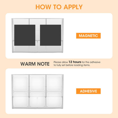 AIEVE Magnetic Drink Packet Organizer, 2-Tier Fridge Organizer Cabinet Door Holder, Acrylic Water Packet Holder for Kitchen Fridge Organizers and Storage (Magnetic & Adhesive)