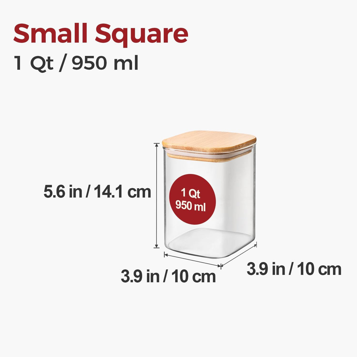 1Qt Airtight Glass Canisters with Bamboo Lid, Square Pantry Storage Containers for Coffee, Cookie, Candy, Snack, Nuts, Dry Goods - Kitchen & Pantry Organizers and Storage Containers