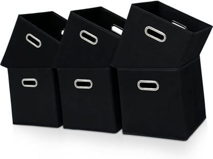 Black Fabric Cubby Storage Bins，13x13x13 Inches ，Cube Organizer Bin Foldable Storage Boxes with Dual Handles Fabric Organizer Box and collapsible Storage basket，Set of 3 ，Black