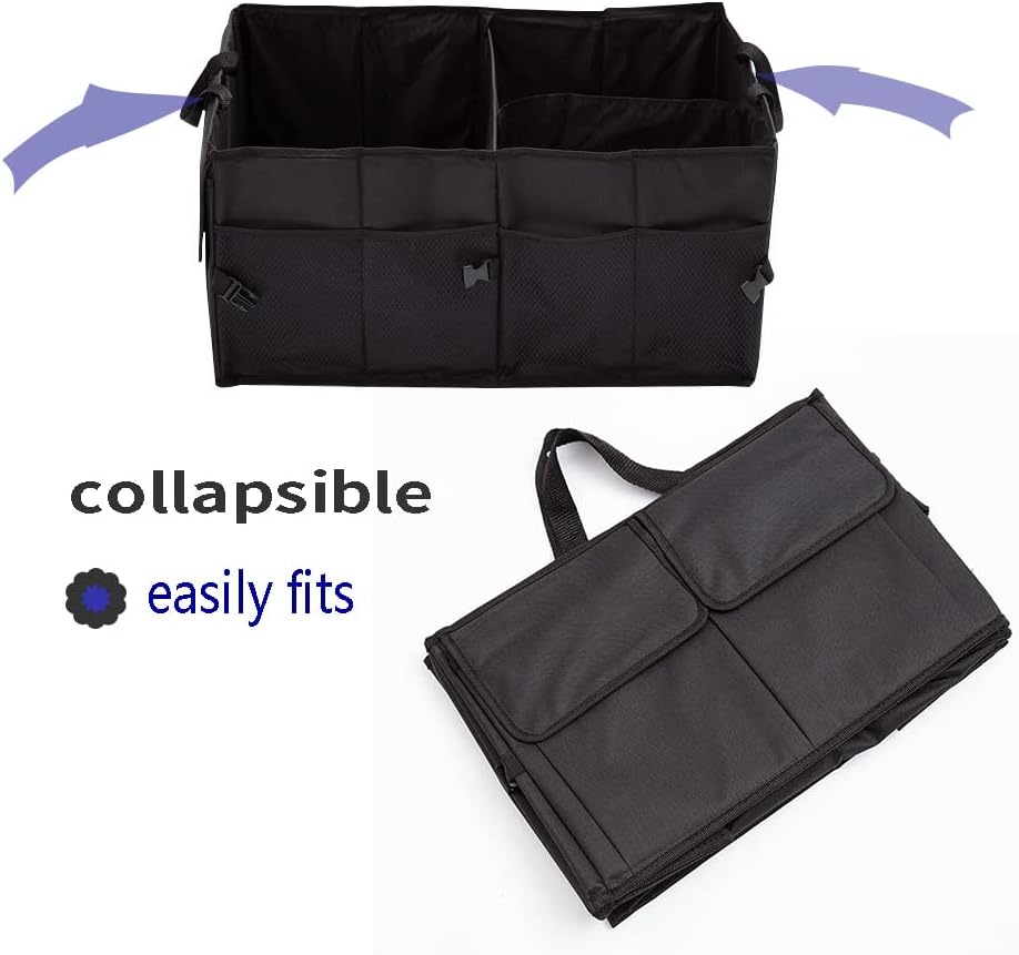 Trunk Organizer Car Basket Storage Tote Organizer Small Black Collapsible Snack Bins for Car SUV Sedan