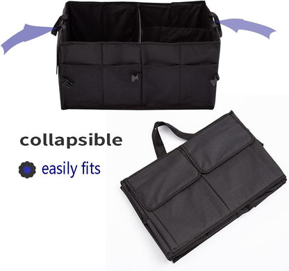 Trunk Organizer Car Basket Storage Tote Organizer Small Black Collapsible Snack Bins for Car SUV Sedan