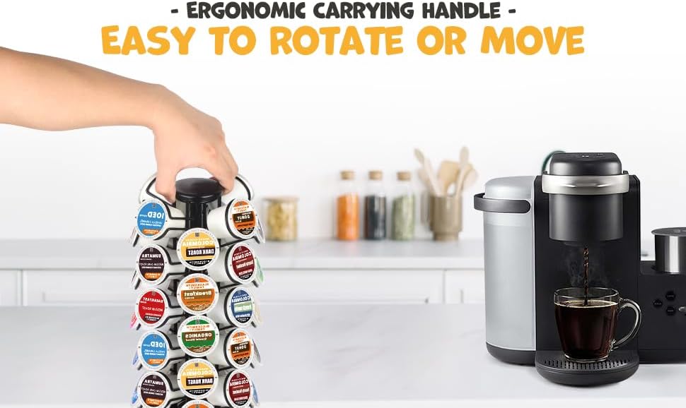 BLACKSMITH FAMILY 36 K Cup Pod Carousel Easy Assembly Design K Cup Holders,K Cup Holder, K Cups Holder,K Cup Carousel, 4-Tier Coffee Pods Holder Storage Organizer Stand,Glossy Black