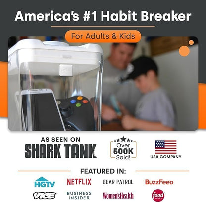 Kitchen Safe Time Locking Container, Phone Jail, Medication Lock Box, Break Bad Habits, Quit Smoking, Stop Snacking, Gaming Addiction, Family Time (XL, White Lid + 12.3” White Base)