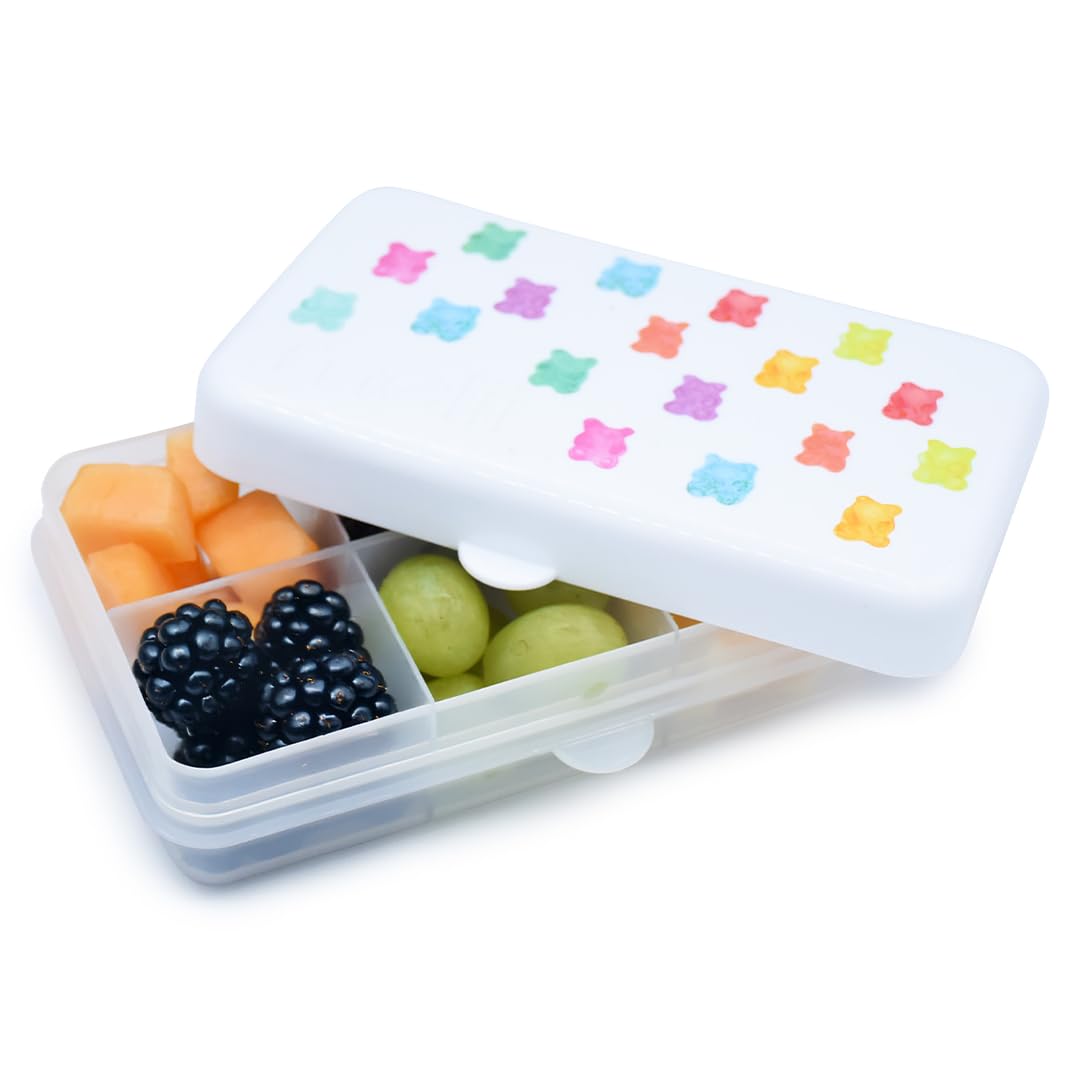 melii Snackle Box | 6-Compartment Divided Snack Container, BPA-Free Food Storage with Removable Dividers for School, Travel & On-the-Go Snacking Purple Cat
