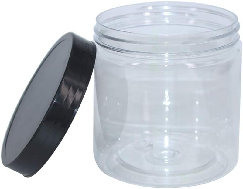 zmybcpack 16 oz Plastic Jars with Lids, Extra Labels, 1 Pen, Clear PET Seal Jar for Food Storage,Wide Opening Storage jar For Dry Food, Peanut, Powder, Kitchen & Craft Storage