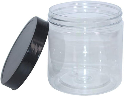 zmybcpack 16 oz Plastic Jars with Lids, Extra Labels, 1 Pen, Clear PET Seal Jar for Food Storage,Wide Opening Storage jar For Dry Food, Peanut, Powder, Kitchen & Craft Storage