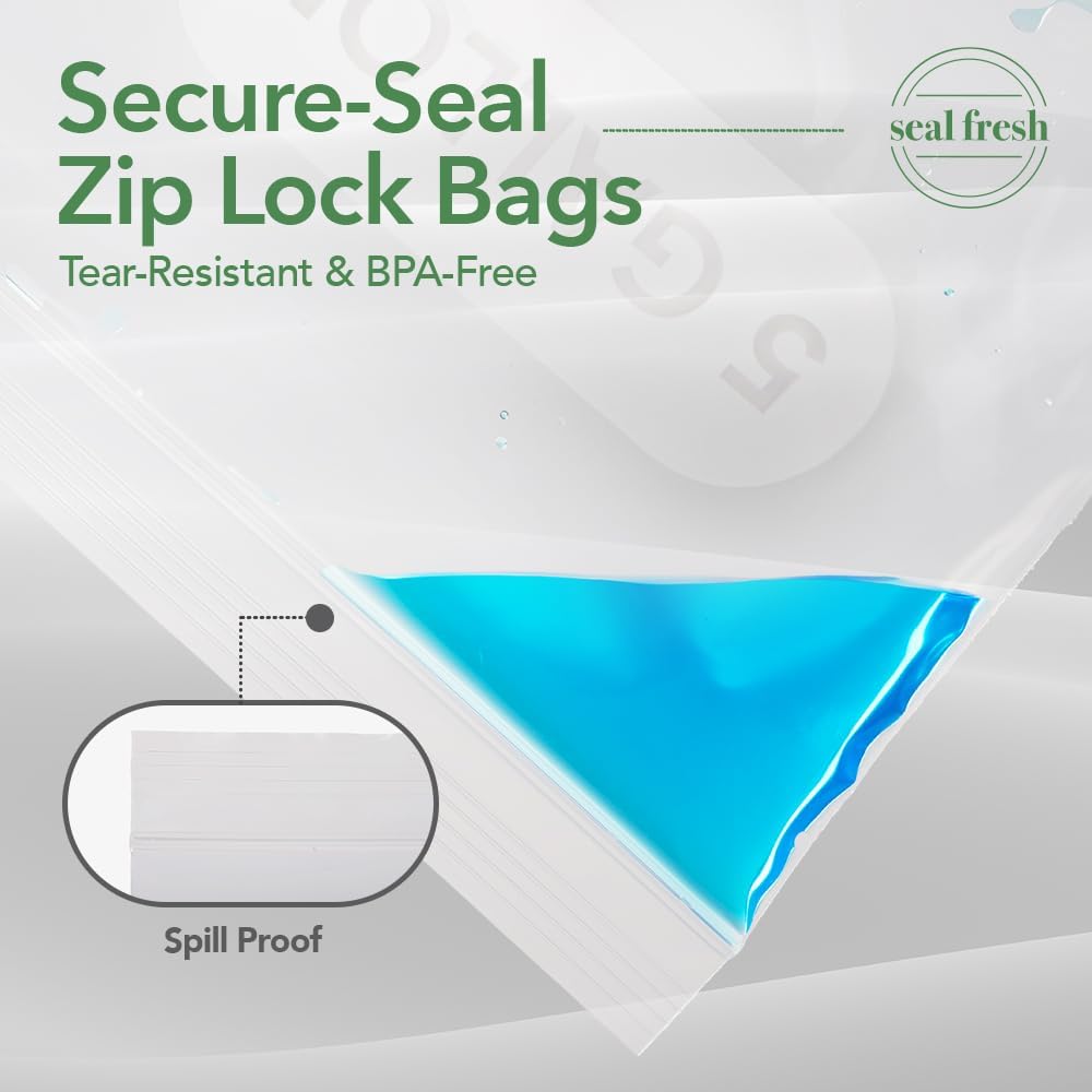 Seal Fresh 3 Gallon Large Plastic Storage Bags – 16" x 18" (15 Count) – Reusable XXL Extra Large Clear Jumbo Zip Bags with Sealable Zipper Top For Clothes, Travel, Moving