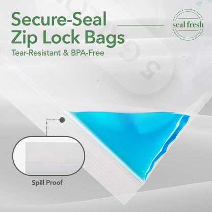 Seal Fresh 3 Gallon Large Plastic Storage Bags – 16" x 18" (15 Count) – Reusable XXL Extra Large Clear Jumbo Zip Bags with Sealable Zipper Top For Clothes, Travel, Moving