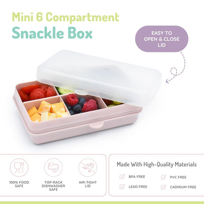 melii Snackle Box | 6-Compartment Divided Snack Container, BPA-Free Food Storage with Removable Dividers for School, Travel & On-the-Go Snacking Purple Cat