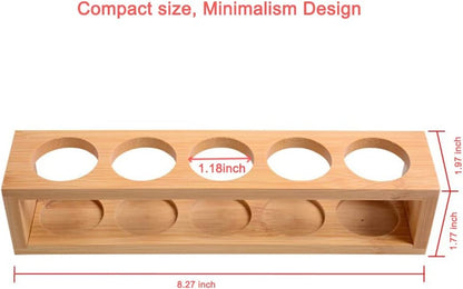Sohynca Natural Bamboo Essential Oils Storage Rack fits 15ml bottles 1 Tier Tabletop Display Stand for Aromatherapy Bottles Storage Shelf fits 15ml 10ml 5ml bottles (5 Slots * 2pcs)