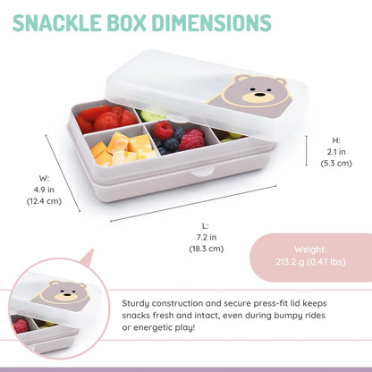 melii Snackle Box | 6-Compartment Divided Snack Container, BPA-Free Food Storage with Removable Dividers for School, Travel & On-the-Go Snacking Purple Cat