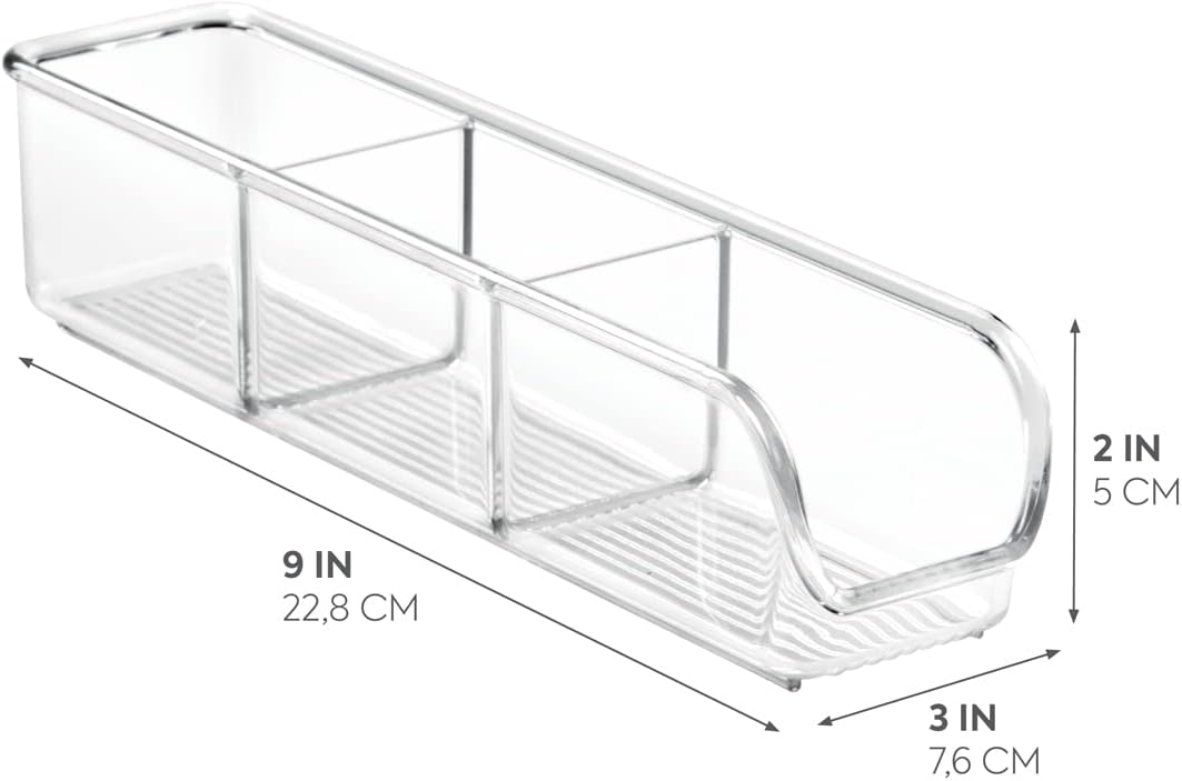 iDesign Plastic Packet and Tea Bag Organizer - Kitchen Storage Containers for Sugar, Salt, Pepper, Sweeteners, Tea Bags, Spices, The Linus Collection - 2.25" x 9" x 2", Clear