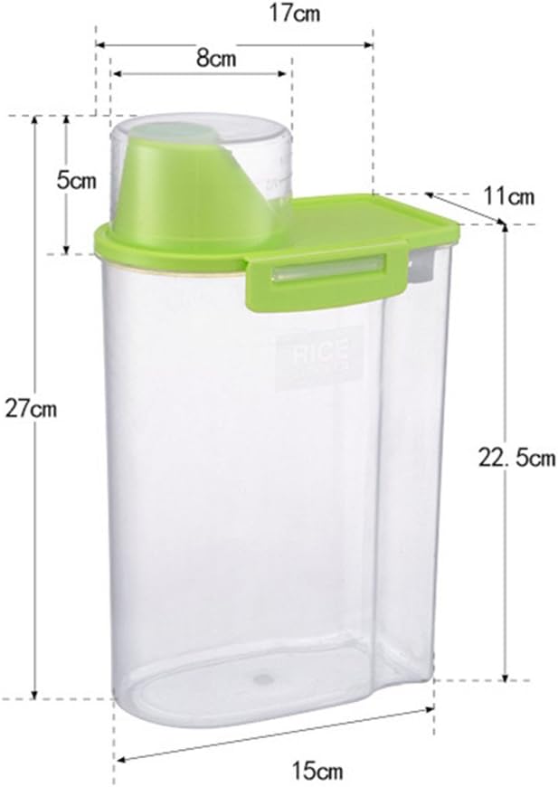 Pet Food Storage Container with Measuring Cup, Pour Spout and Seal Buckles Food Dispenser for Dogs Cats (Purple)