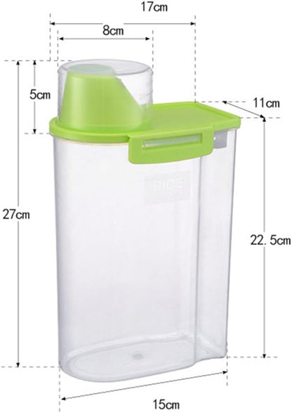 Pet Food Storage Container with Measuring Cup, Pour Spout and Seal Buckles Food Dispenser for Dogs Cats (Purple)