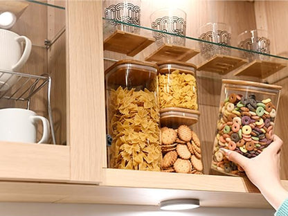 SHOWIN Glass Food Storage Jars Square 37oz, 4 Pack Glass Jars With Bamboo Lids, Kitchen Storage Containers For Spice, Candy, Cookie, Storage For Pantry Organizers