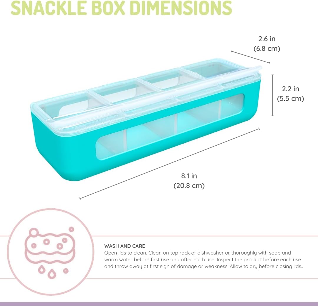 melii Snackle Box | 4 Compartment Snack Container with Individual Lids, BPA-Free Food Storage for Travel, School & On-the-Go Snacks, Kids & Family Organizer (Berry)