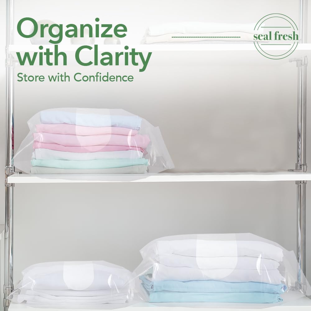 Seal Fresh 3 Gallon Large Plastic Storage Bags – 16" x 18" (15 Count) – Reusable XXL Extra Large Clear Jumbo Zip Bags with Sealable Zipper Top For Clothes, Travel, Moving