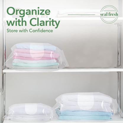 Seal Fresh 3 Gallon Large Plastic Storage Bags – 16" x 18" (15 Count) – Reusable XXL Extra Large Clear Jumbo Zip Bags with Sealable Zipper Top For Clothes, Travel, Moving