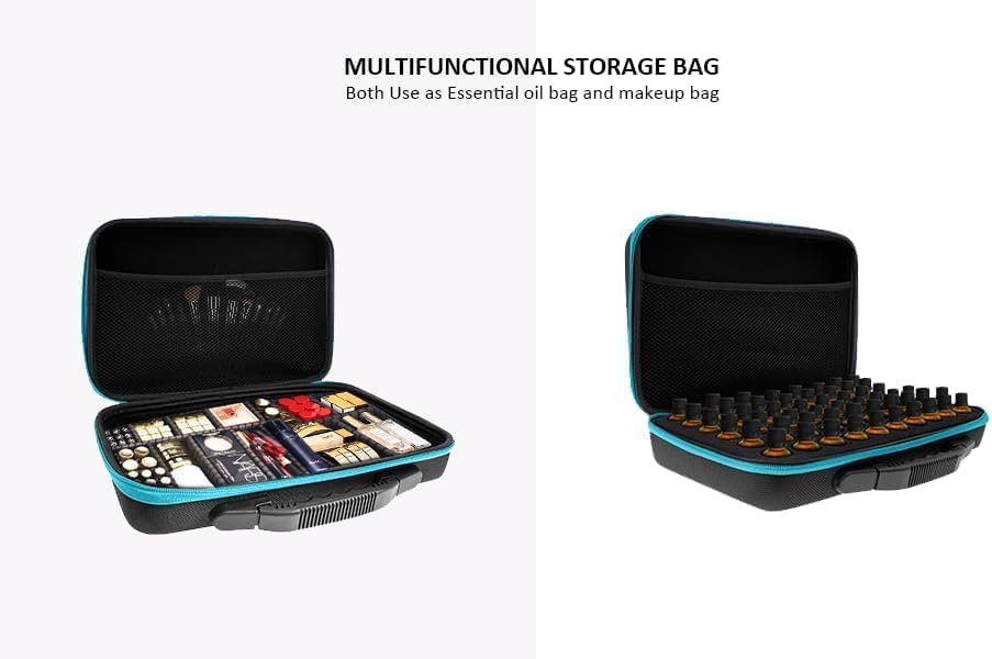 Essential Oil Storage Organizer,60 Bottle EVA Essential Oil Case Essential Oils Box,Essential Oil Storage Carrying Case Holds 5ml- 15ml For Doterra & Young Living,Come with Labels & Bottle (Black)