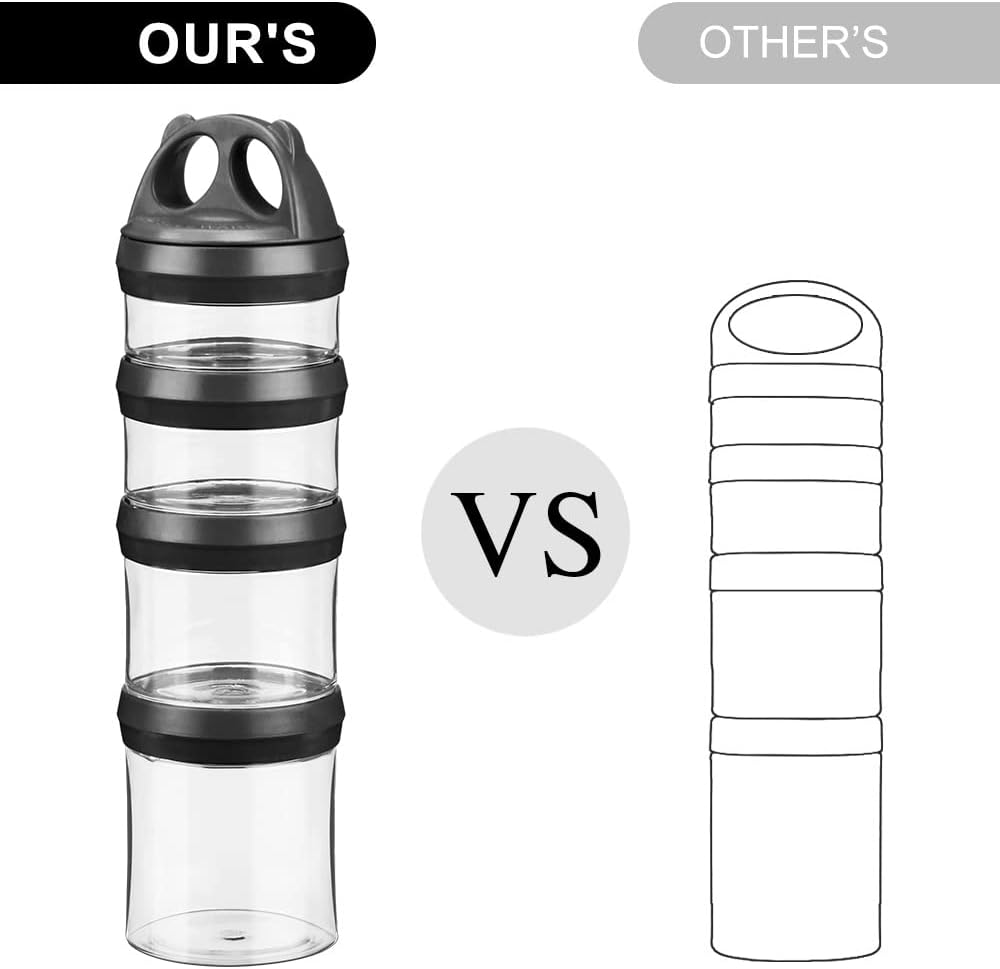 SELEWARE Portable Stackable Food Storage Containers for Snacks Formula Powder and Drinks Twist Lock System Airtight Leak-proof BPA and Phthalate Free 4 Piece Jars 31oz Blue