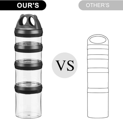 SELEWARE Portable Stackable Food Storage Containers for Snacks Formula Powder and Drinks Twist Lock System Airtight Leak-proof BPA and Phthalate Free 4 Piece Jars 31oz Blue