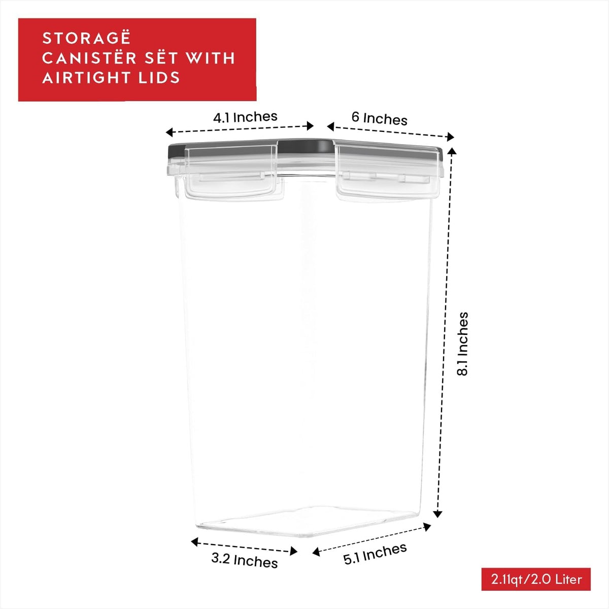 DWËLLZA KITCHEN Airtight Food Storage Container Set - 8 Pieces 1.4L - Plastic BPA Free Kitchen Pantry Storage Containers with Lids - Dishwasher Safe - Include 8 Labels - Keeps Food Fresh & Dry