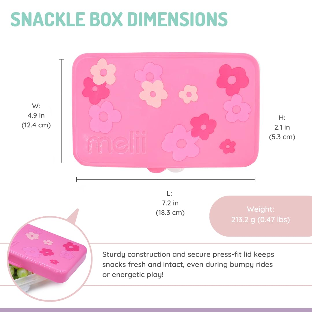 melii Snackle Box | 6-Compartment Divided Snack Container, BPA-Free Food Storage with Removable Dividers for School, Travel & On-the-Go Snacking Purple Cat