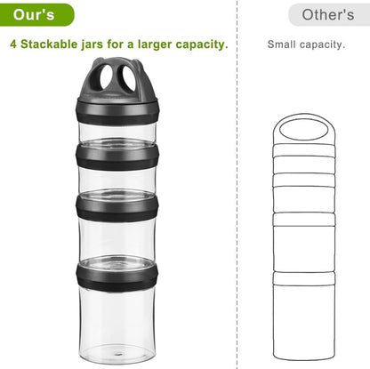 SELEWARE Portable Stackable Food Storage Containers for Snacks Formula Powder and Drinks Twist Lock System Airtight Leak-proof BPA and Phthalate Free 4 Piece Jars 31oz Blue