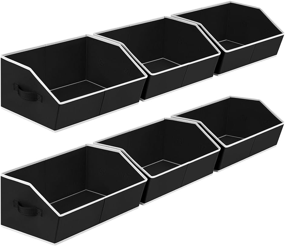 Homsorout Closet Organizers Bins 6 Packs - Large Closet Shelf Organizer with Handles, Fabric Trapezoid Storage Bins, Collapsible Storage Cubes for Clothes, Towels, Light Gray