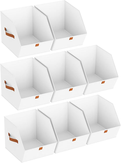 Homsorout Fabric Closet Storage Cubes - Square Storage Bins with Dual Handles for Clothes, Towels, Toys, Cube Storage Organizers for Bedroom, Nursery, Shelves, Closet, Small Spaces, Beige