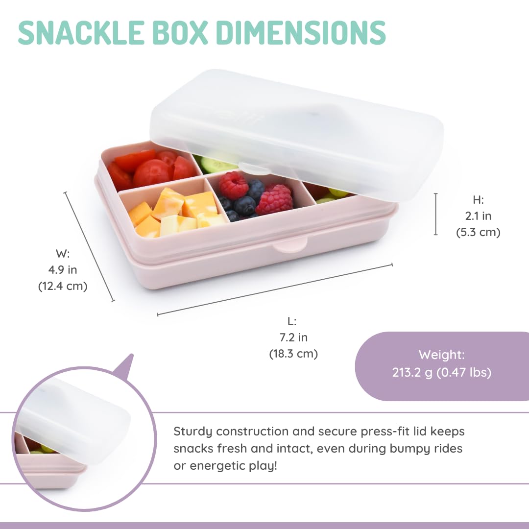 melii Snackle Box | 6-Compartment Divided Snack Container, BPA-Free Food Storage with Removable Dividers for School, Travel & On-the-Go Snacking Purple Cat