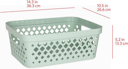 Glad Plastic Baskets for Organizing, Set of 6 | Pantry Storage for Under Counter, Linen Closet, and Bathroom | Nesting Shelf Bins with Handles, 1 Gallon, Grey