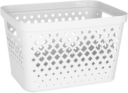 Glad Plastic Baskets for Organizing, Set of 6 | Pantry Storage for Under Counter, Linen Closet, and Bathroom | Nesting Shelf Bins with Handles, 1 Gallon, Grey