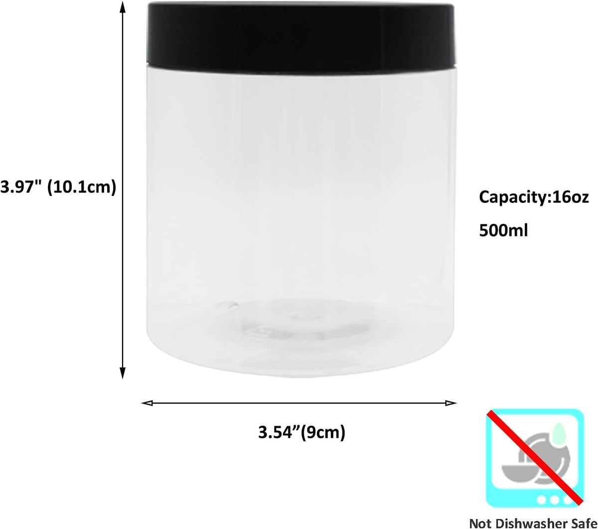 zmybcpack 16 oz Plastic Jars with Lids, Extra Labels, 1 Pen, Clear PET Seal Jar for Food Storage,Wide Opening Storage jar For Dry Food, Peanut, Powder, Kitchen & Craft Storage