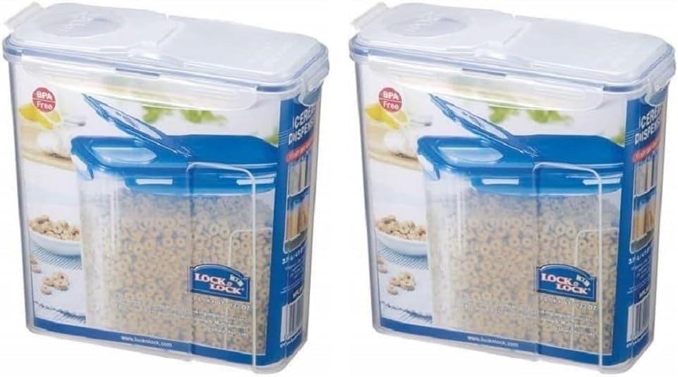 LOCK & LOCK Easy Essentials Food lids (flip-top) / Pantry Storage/Airtight containers, BPA Free, top-16.5 Cup-for Cereal, Clear