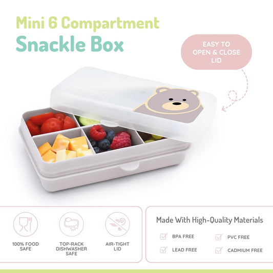 melii Snackle Box | 6-Compartment Divided Snack Container, BPA-Free Food Storage with Removable Dividers for School, Travel & On-the-Go Snacking Purple Cat